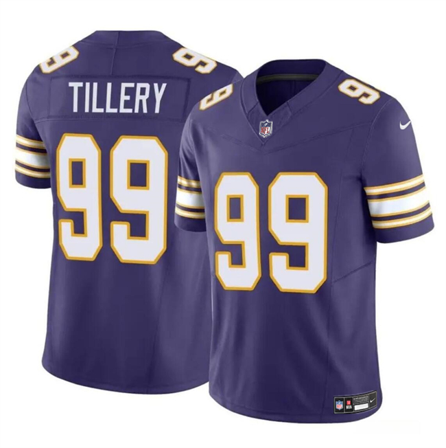 Youth Minnesota Vikings #99 Jerry Tillery Purple 2023 F.U.S.E. Throwback Vapor Untouchable Limited Stitched Jersey